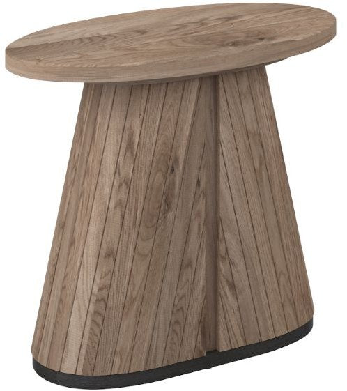 Grey Oiled Oak Oval Lamp Table With Peppercorn Base