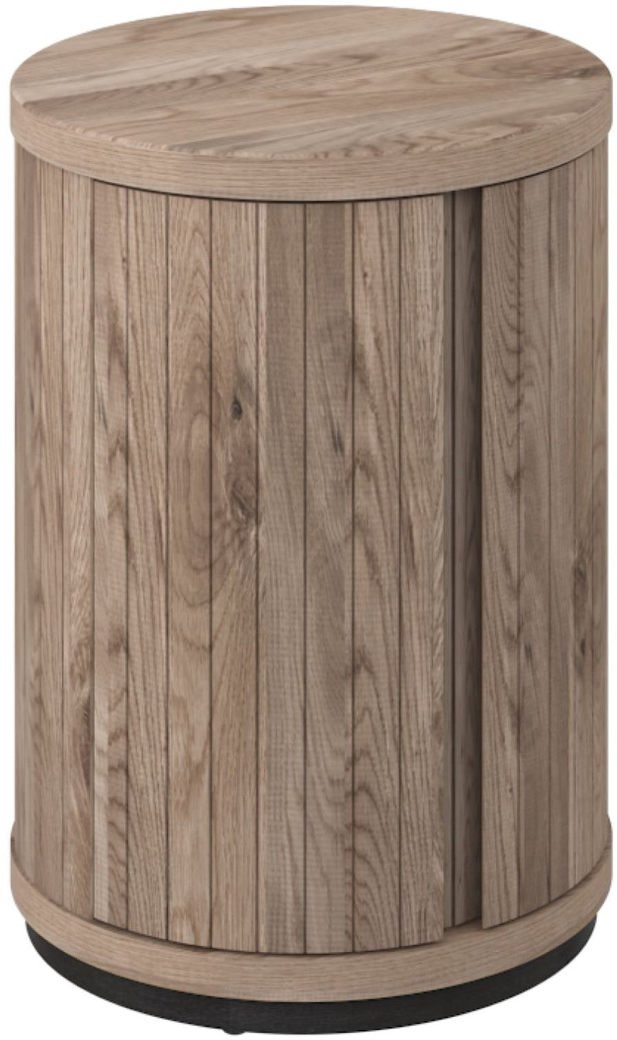 Grey Oiled Oak Round Drum Shaped Lamp Table Peppercorn Base - Home Furniture Interiors