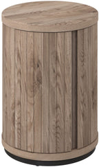 Grey Oiled Oak Round Drum Shaped Lamp Table Peppercorn Base - Home Furniture Interiors
