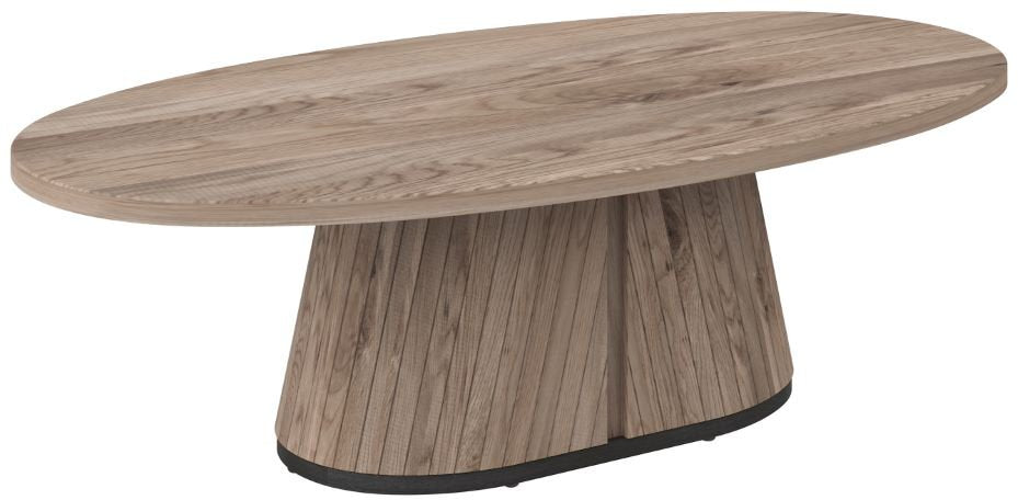 Grey Oiled Oak Oval Coffee Table With Peppercorn Legs - Home Furniture Interiors