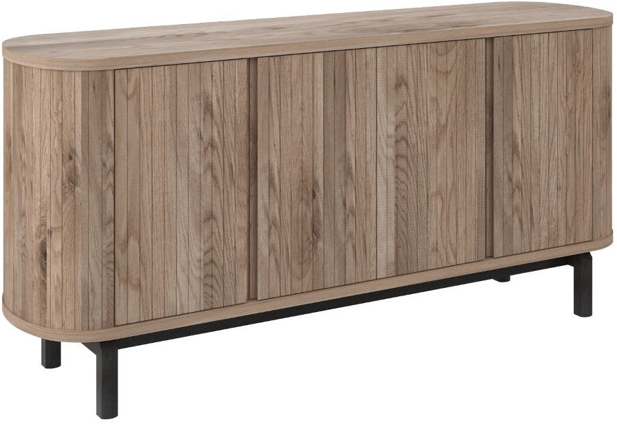 Grey Oiled Oak Wide Sideboard with Peppercorn Legs