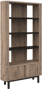 Grey Oiled Oak And Peppercorn Open Display Shelving Unit - Home Furniture Interiors