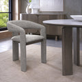 Grey Fabric Upholstered Dining Chair with Oiled Oak Framed