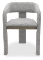 Grey Fabric Upholstered Dining Chair with Oiled Oak Framed