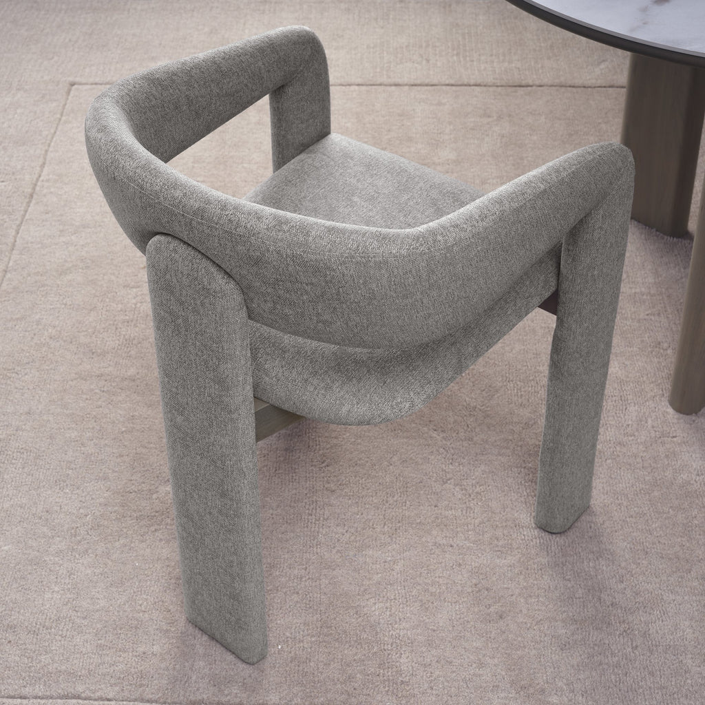 Grey Fabric Upholstered Dining Chair with Oiled Oak Framed