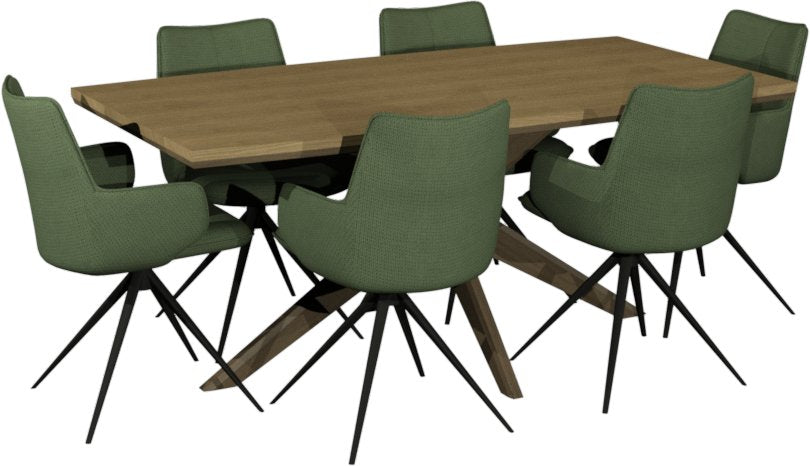 Light Weathered Oak 6 Seater Dining Table Cross Legs - Home Furniture Interiors