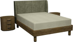 Weathered Oak Super King Bed Pearl Velvet Fabric Headboard - Home Furniture Interiors