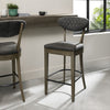 Fumed Oak Dark Grey Fabric Bar Stool
