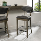 Fumed Oak Dark Grey Fabric Bar Stool