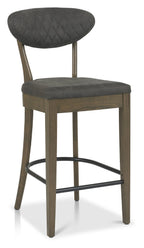 Fumed Oak Dark Grey Fabric Bar Stool - Home Furniture Interiors