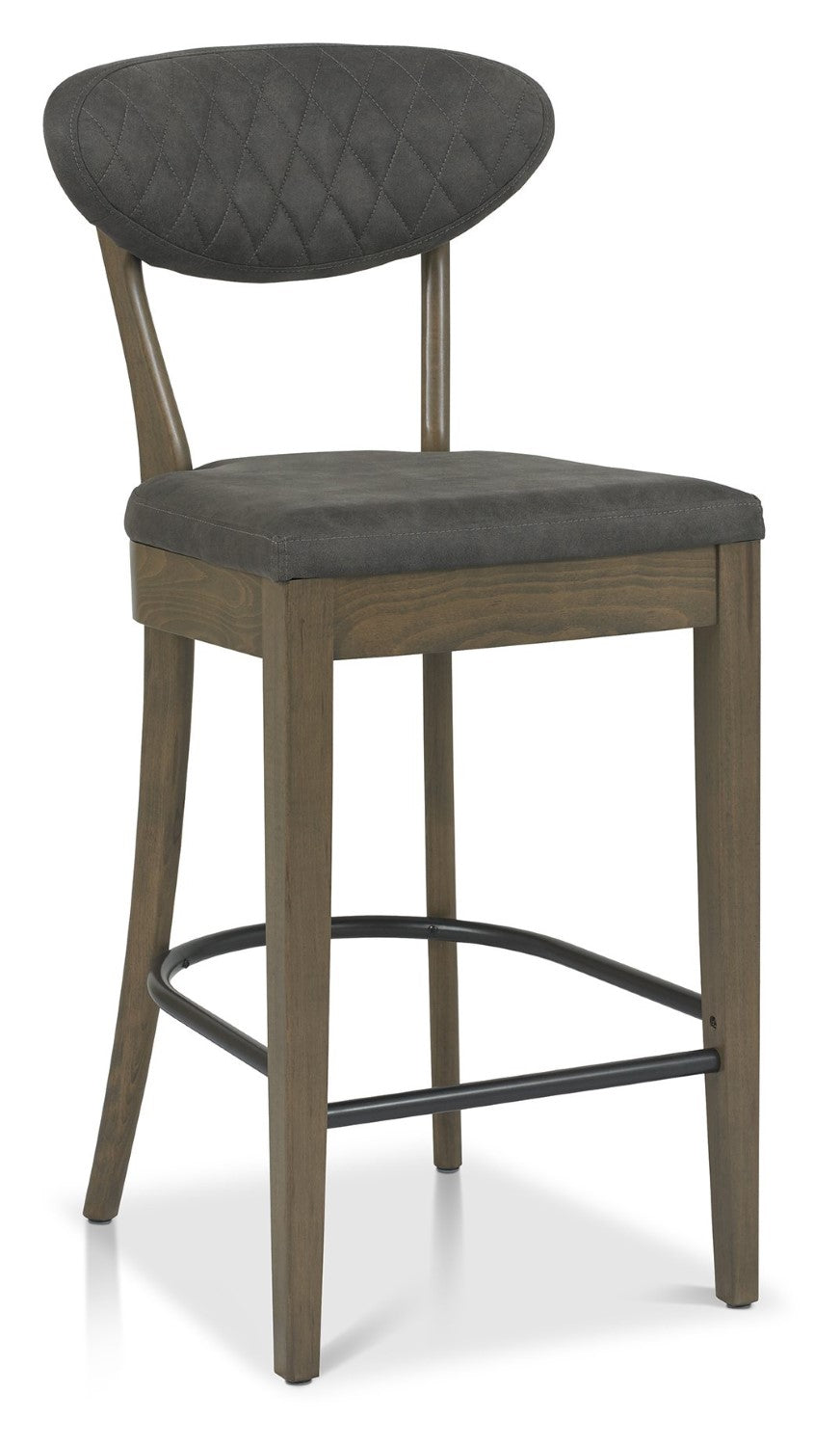 Fumed Oak Dark Grey Fabric Bar Stool - Home Furniture Interiors
