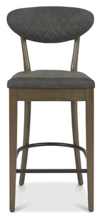 Fumed Oak Dark Grey Fabric Bar Stool - Home Furniture Interiors