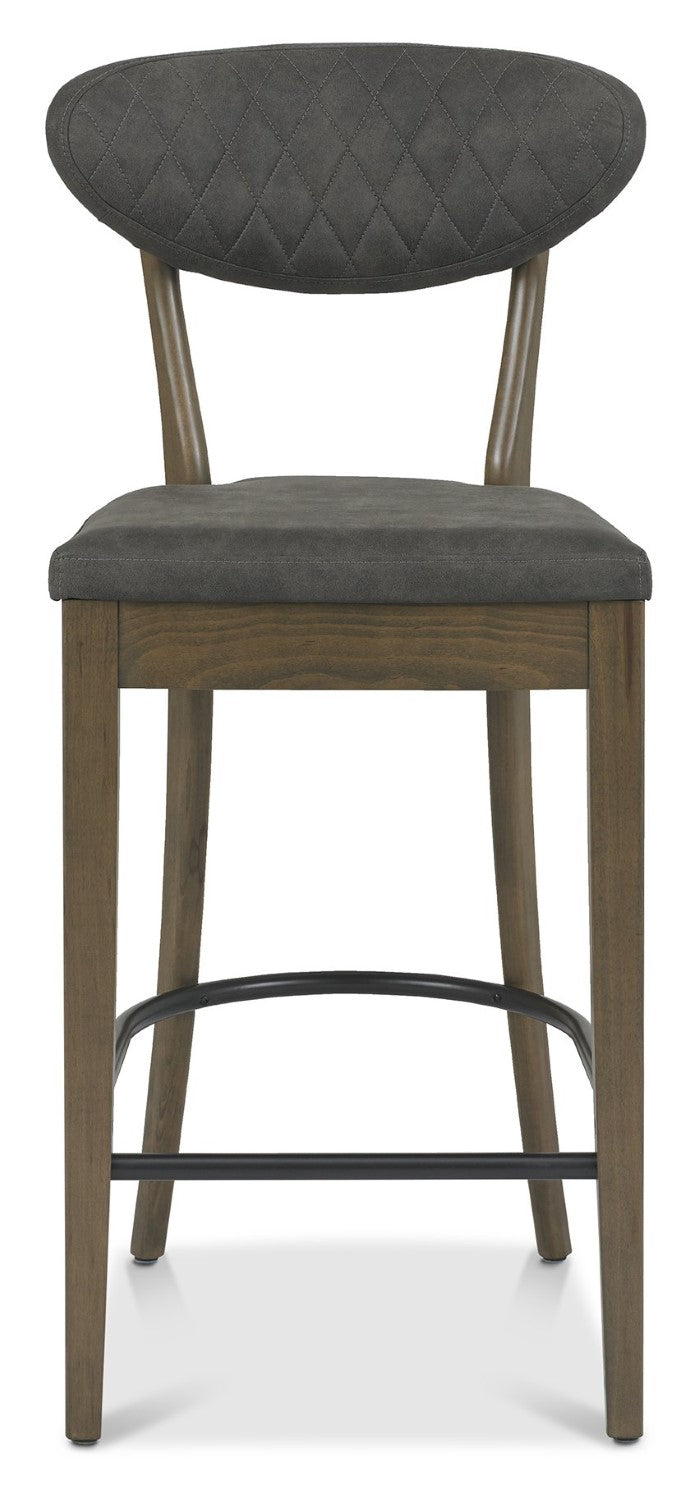Fumed Oak Dark Grey Fabric Bar Stool - Home Furniture Interiors