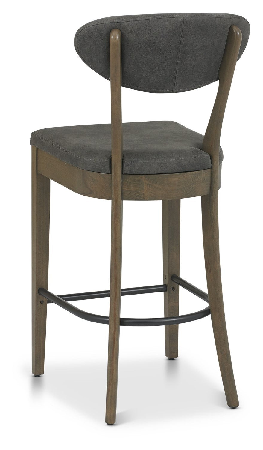 Fumed Oak Dark Grey Fabric Bar Stool - Home Furniture Interiors