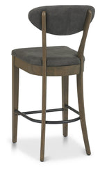 Fumed Oak Dark Grey Fabric Bar Stool - Home Furniture Interiors