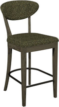 Ellipse Fumed Oak Upholstered Bar Stool Green Fabric (Pair)