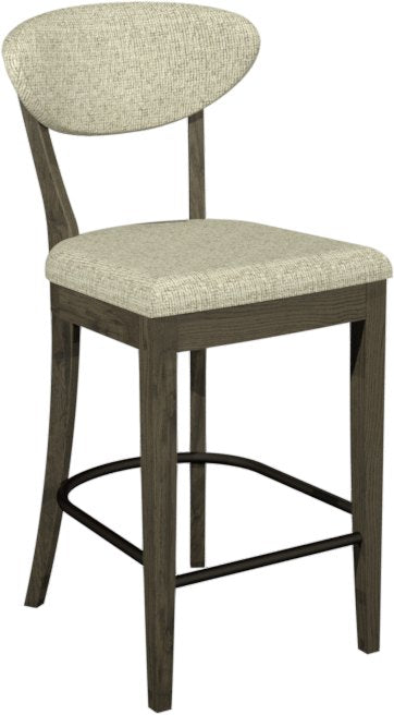 Ellipse Fumed Oak Upholstered Bar Stool Oatmeal Fabric (Pair)
