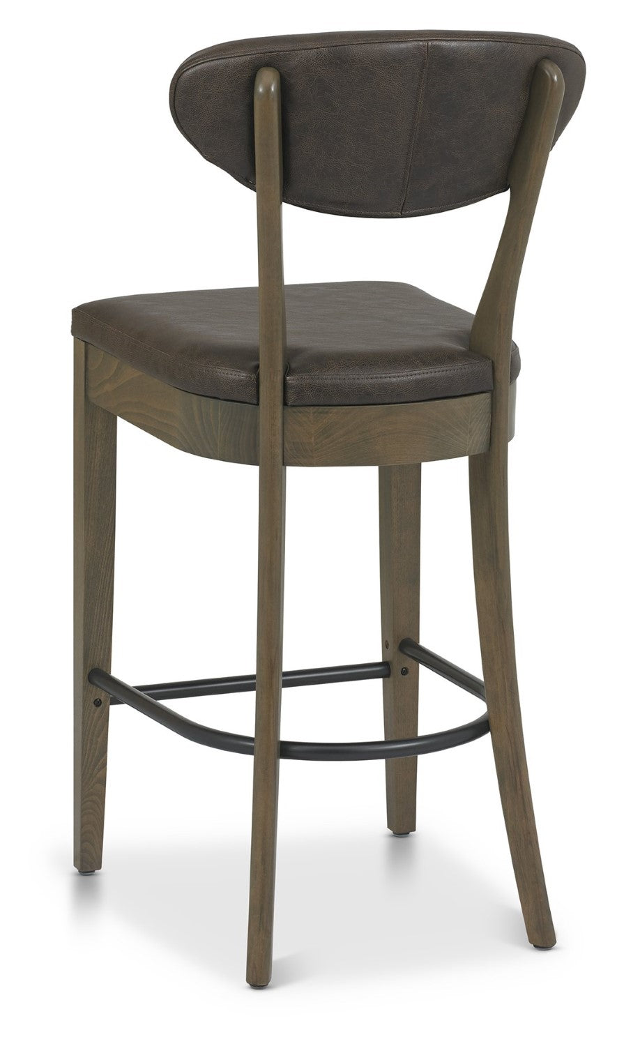 Dark Oak Vintage Brown Leather Bar Stool - Home Furniture Interiors