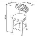 Dark Oak Vintage Brown Leather Bar Stool - Home Furniture Interiors