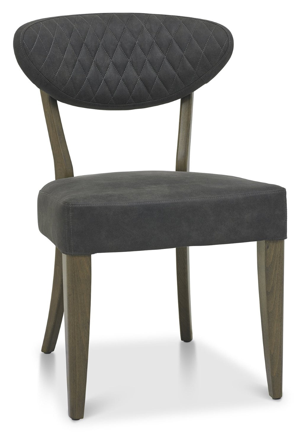 Dark Grey Fabric Oak Dining Chair Diamond Stitched - Home Furniture Interiors