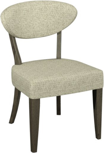 Ellipse Fumed Oak Upholstered Dining Chair Oatmeal Fabric (Pair)