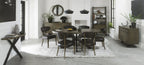 Oak Dark Grey Vintage Leather Dining Chair - Home Furniture Interiors