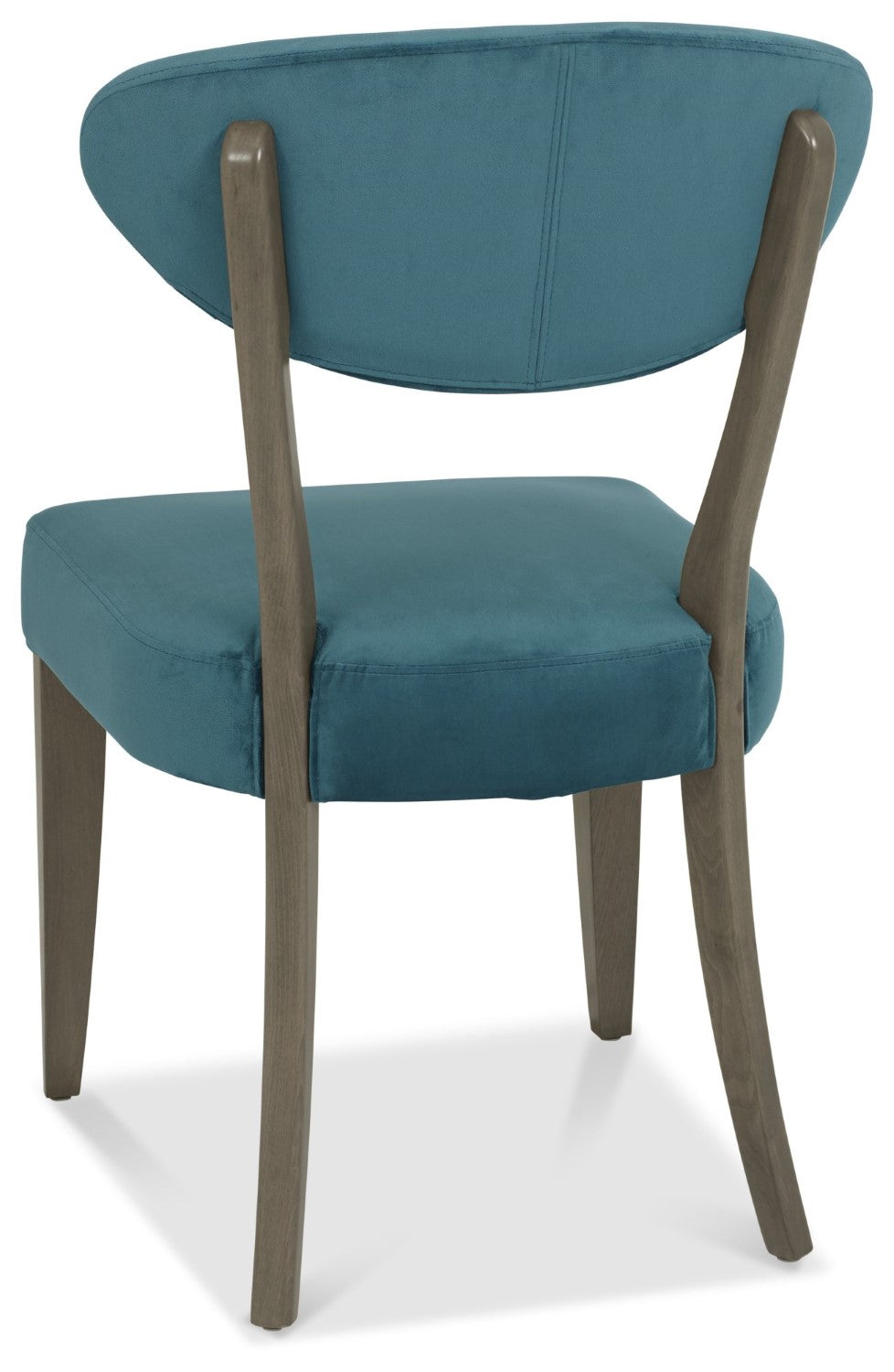 Dark Oak Blue Velvet Fabric Diamond Stitched Dining Chair - Home Furniture Interiors