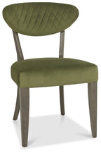 Dark Oak Green Velvet Fabric Diamond Stitched Dining Chair - Home Furniture Interiors