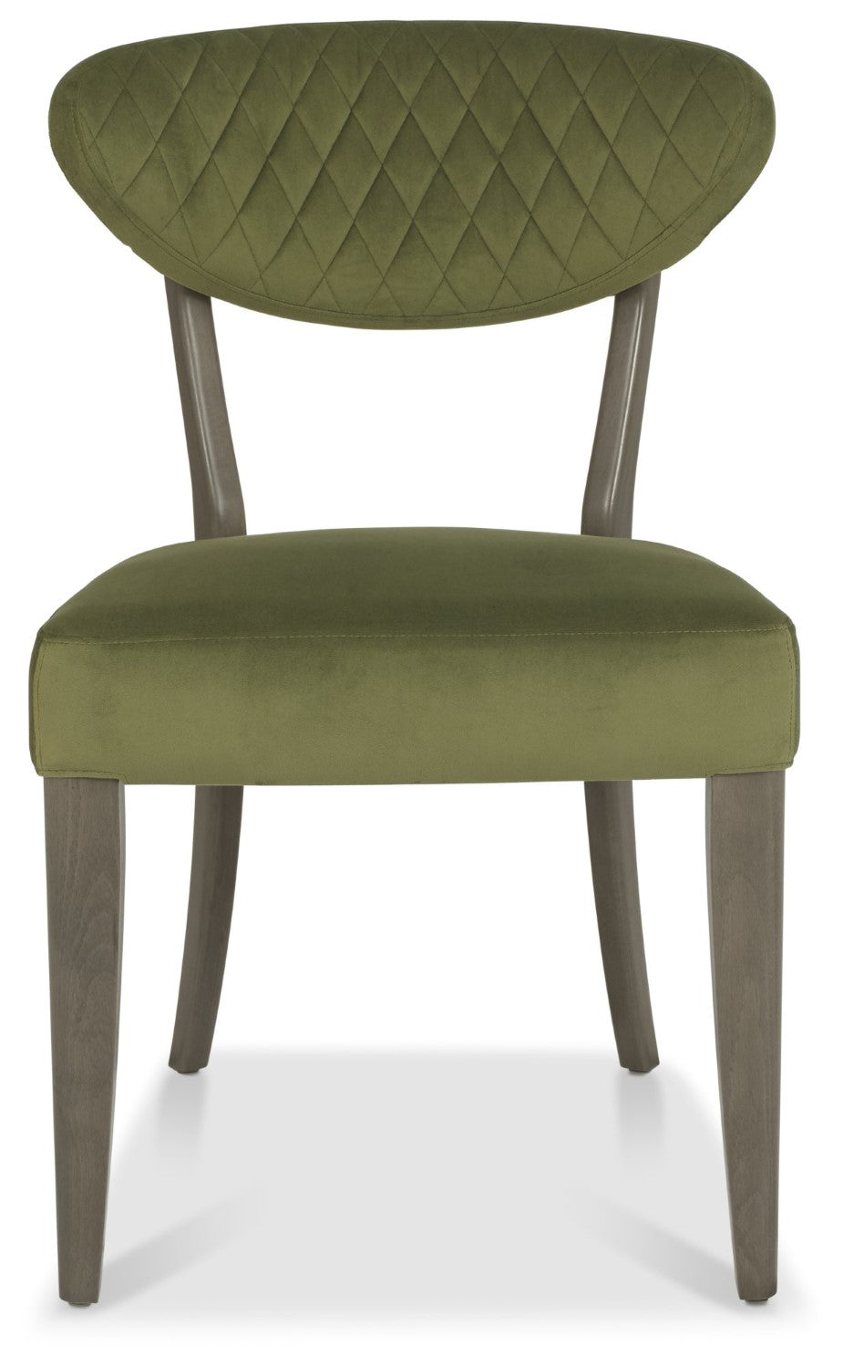Dark Oak Green Velvet Fabric Diamond Stitched Dining Chair - Home Furniture Interiors