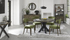 Dark Oak Green Velvet Fabric Diamond Stitched Dining Chair - Home Furniture Interiors