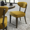 Dark Oak Yellow Velvet Fabric Diamond Stitched Dining Chair