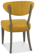 Dark Oak Yellow Velvet Fabric Diamond Stitched Dining Chair - Home Furniture Interiors