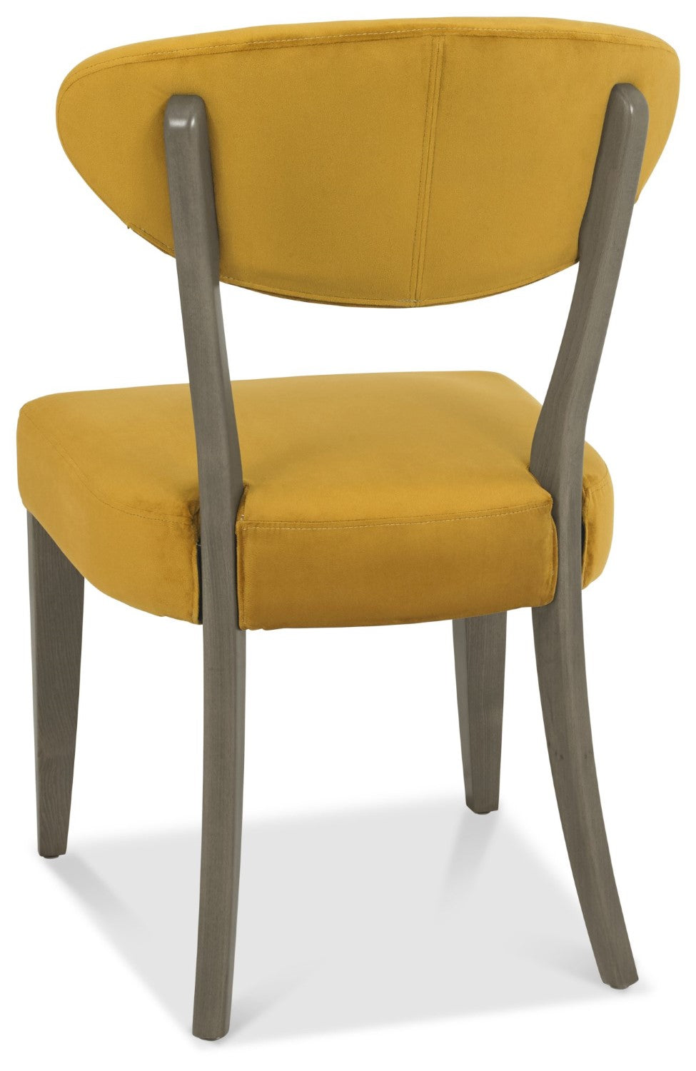Dark Oak Yellow Velvet Fabric Diamond Stitched Dining Chair - Home Furniture Interiors
