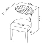 Dark Oak Yellow Velvet Fabric Diamond Stitched Dining Chair - Home Furniture Interiors