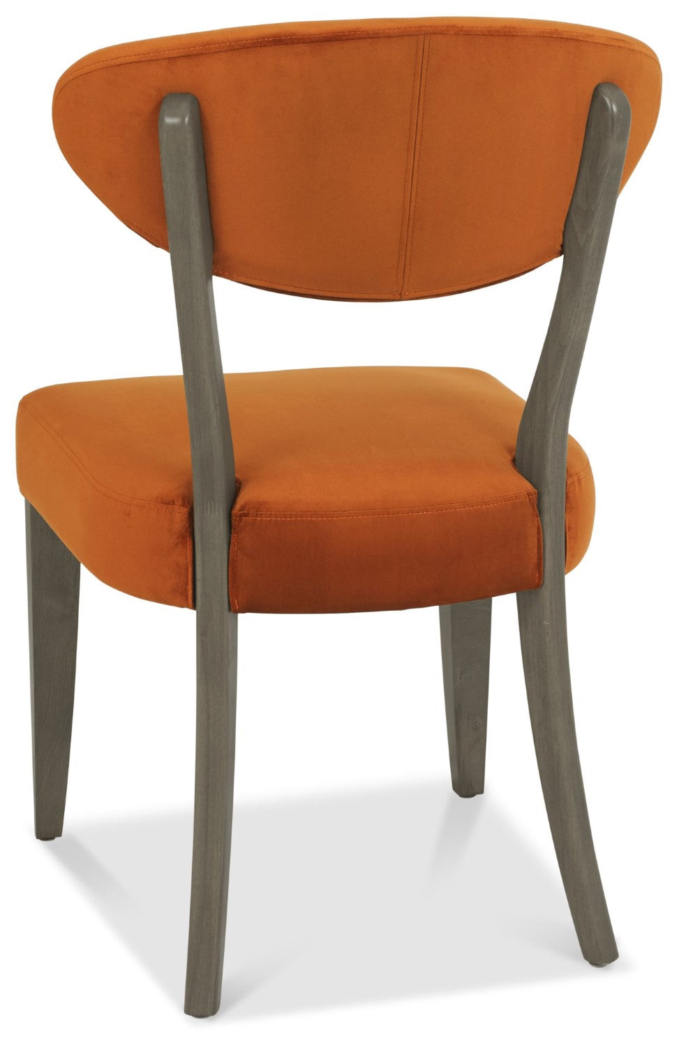 Dark Oak Orange Velvet Fabric Dining Chair Diamond Stitched - Home Furniture Interiors