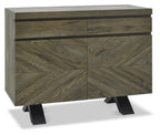 Dark Fumed Oak Chevron 2 Door Sideboard Storage Cabinet - Home Furniture Interiors