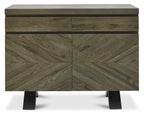 Dark Fumed Oak Chevron 2 Door Sideboard Storage Cabinet - Home Furniture Interiors