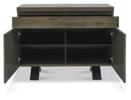 Dark Fumed Oak Chevron 2 Door Sideboard Storage Cabinet - Home Furniture Interiors