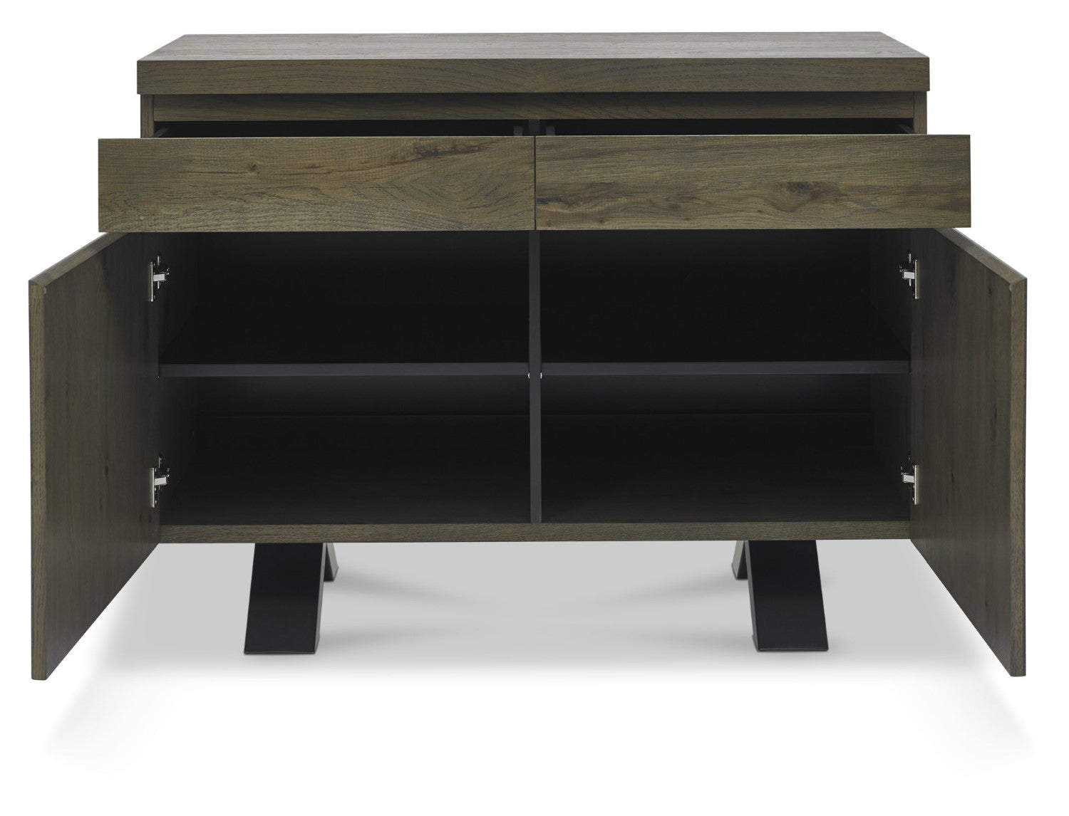 Dark Fumed Oak Chevron 2 Door Sideboard Storage Cabinet - Home Furniture Interiors