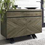 Dark Fumed Oak Chevron 2 Door Sideboard Storage Cabinet - Home Furniture Interiors