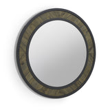 Fumed Oak Round Metal Wall Mirror 80cm Diameter