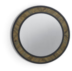 Fumed Oak Round Metal Wall Mirror 80cm Diameter - Home Furniture Interiors