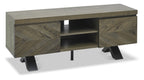 Large Dark Oak Wood 2 Door TV Unit - Home Furniture Interiors