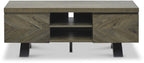 Large Dark Oak Wood 2 Door TV Unit - Home Furniture Interiors