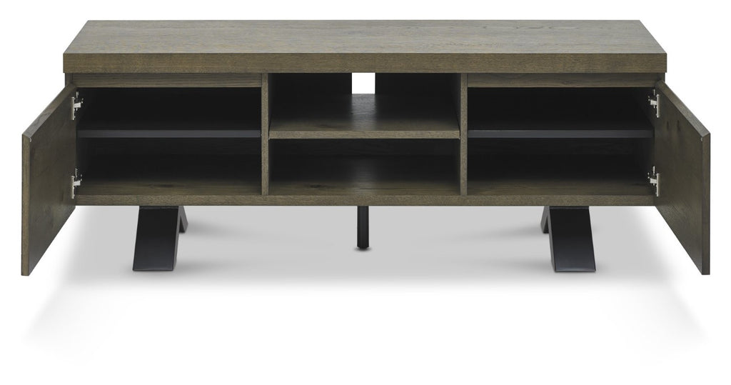 Large Dark Oak Wood 2 Door TV Unit - Home Furniture Interiors