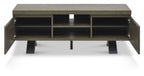 Large Dark Oak Wood 2 Door TV Unit - Home Furniture Interiors