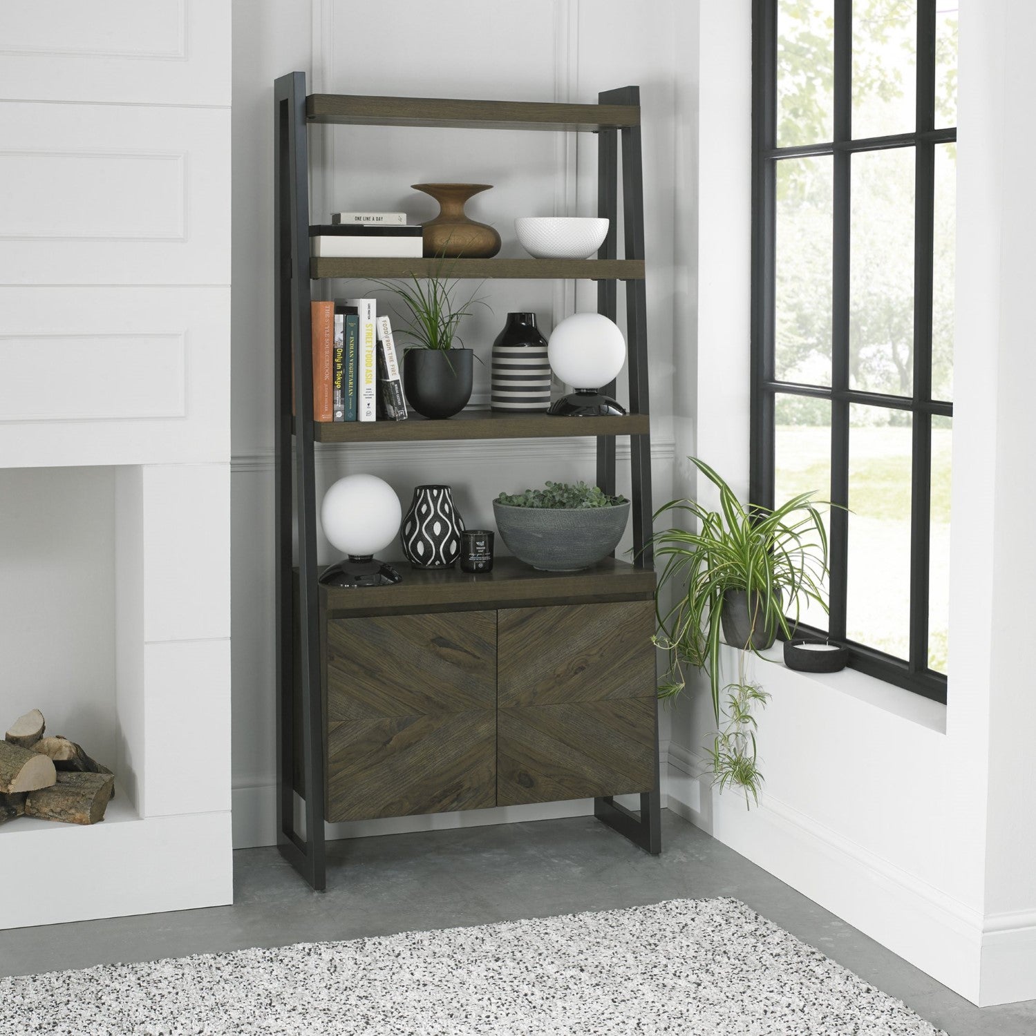 Dark Oak Tall Open Display Shelving Unit Cupboard Base