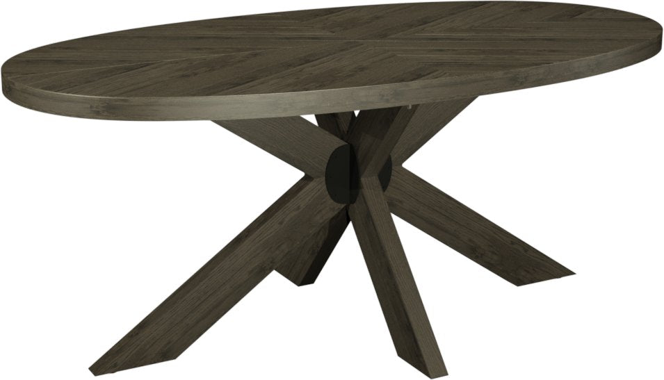 Ellipse Fumed Oak Small 6 Seater Dining Table with Wooden Legs