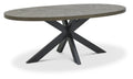 Ellipse Fumed Oak Small 6 Seater Dining Table with Metal Legs