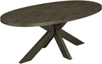 Ellipse Fumed Oak 6 Seater Dining Table with Wooden Legs